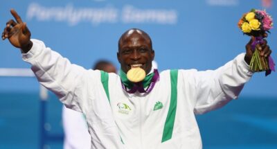 Yakubu Adesokan of Nigeria this afternoon bettered his World Record set in qualifying to take the first Powerlifting gold of the London 2012 Paralympics Games in the Men’s 48kg with a lift of 180kg.
