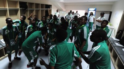 Nigeria's Flamingoes dances before the FiFA U-17 Women's World Cup match at pulsating 1-1 draw in the Tofig Bahramov stadium in Baku Sept.22, 2012. /Photo: Getty Images