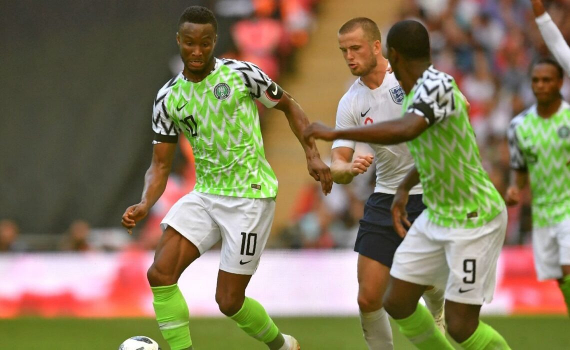 Nigeria's Super Eagles captain Mikel John in action during the team's friendly match with England at the Wembley stadium on Saturday.