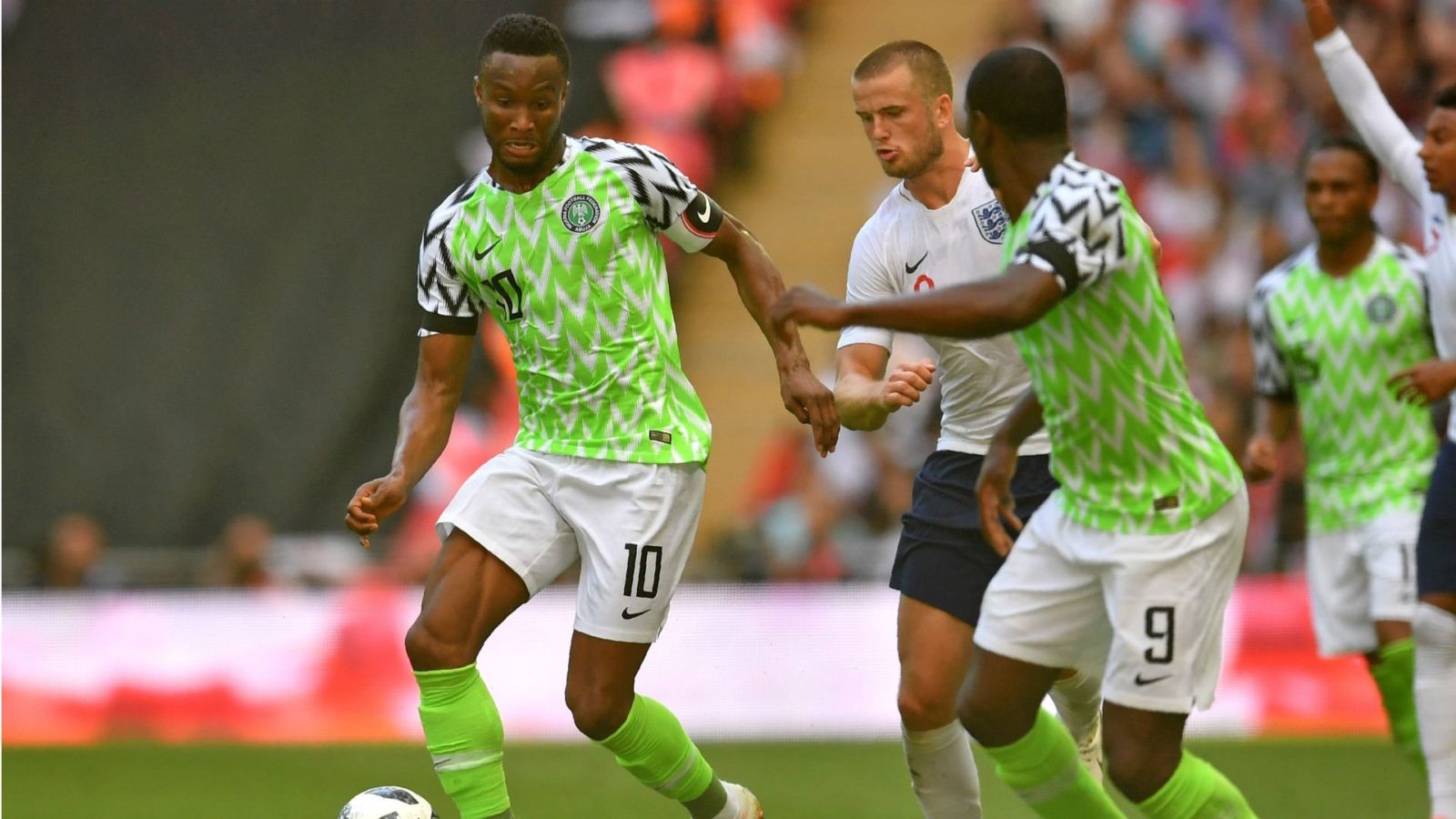 Nigeria's Super Eagles captain Mikel John in action during the team's friendly match with England at the Wembley stadium on Saturday.