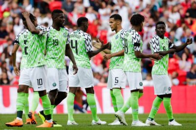 The Nigeria's Super Eagles during the team's friendly match with England at the Wembley stadium in London.