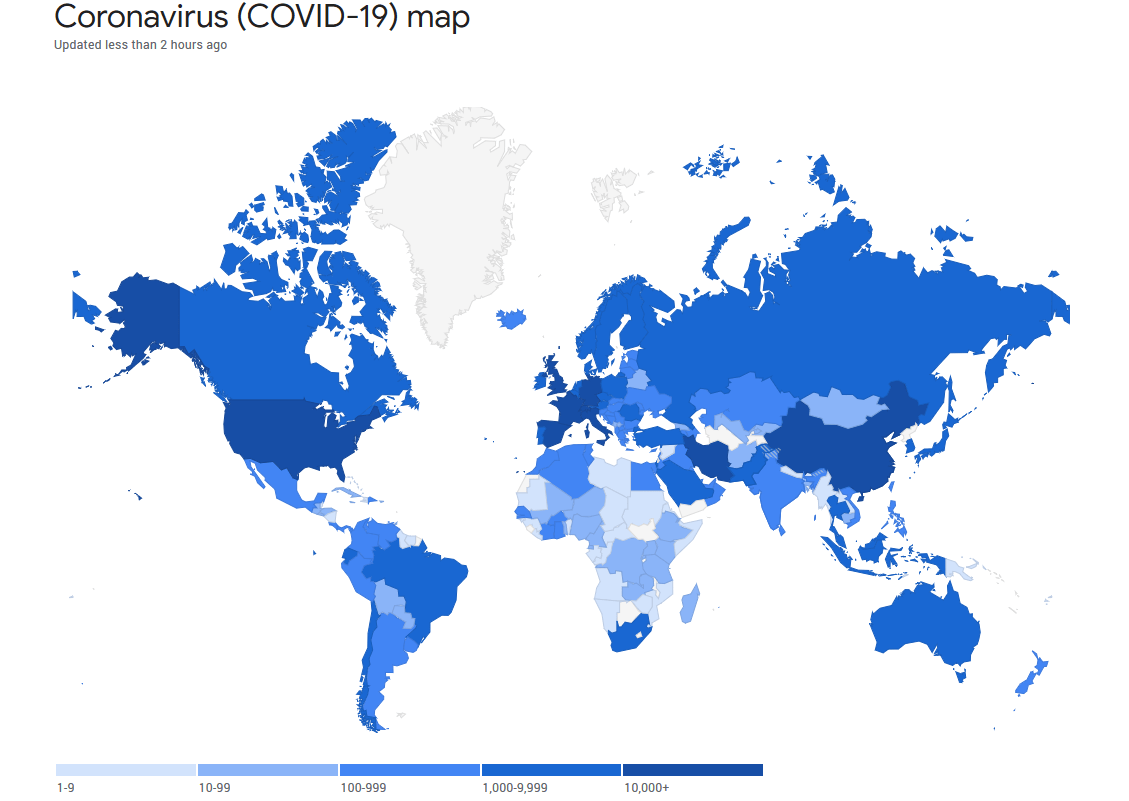 Corona Virus Map March 2020